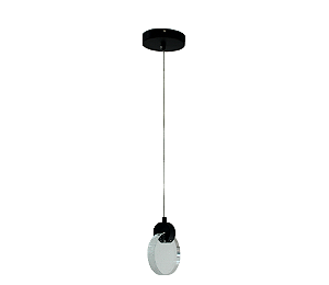 PENDENTE SKYLIGHT SKY-3051PT SAND Ø11X15CM METAL PRETO E CRISTAL 3000K 240LM