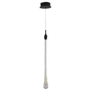 PENDENTE SKYLIGHT SKY-3059PT DROP Ø4X58CM 2M D/CABO METAL PRETO E CRISTAL TRANSPARENTE 7W 3000K