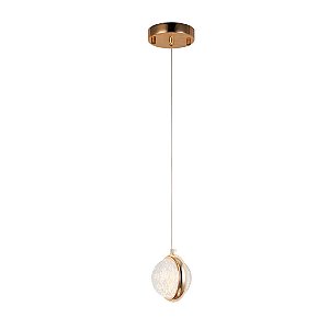 PENDENTE SKYLIGHT SKY-3062FG BUBBLE Ø11CM 2M D/CABO METAL DOURADO E CRISTAL TRANSPARENTE 7W 3000K