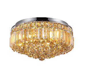 PLAFON SKYLIGHT SKY-3024CH KHALEESIS Ø35X20CM CROMADO E CRISTAIS CHAMPAGNE 9XG9