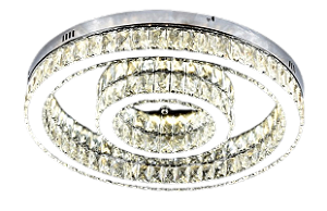 PLAFON SINDORA DCX01413 Φ30X60CM 36W INOX DOURADO E CRISTAL MULTITEMPERATURA COM CONTROLE 3600LM