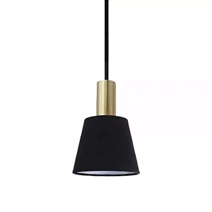 PENDENTE SPOTLINE 1048/1 TORCIA Ø12X22CM ALUMÍNIO DOURADO E TECIDO PRETO 1XE27