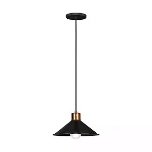 PENDENTE SPOTLINE 633/1 QUEENS Ø25X12CM ALUMÍNIO PRETO C/ COBRE POLIDO 1XE27