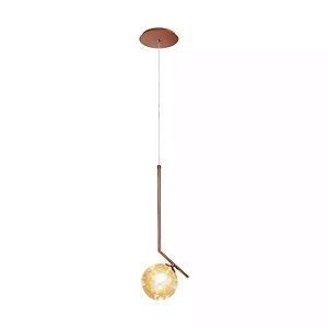 PENDENTE SPOTLINE 786/1 DELTA 45X12X15CM ALUMÍNIO COBRE POLIDO E GLOBO ÂMBAR 1XG9