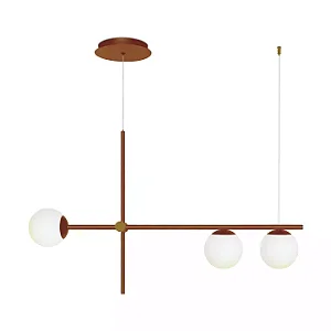 PENDENTE SPOTLINE 806/3 HILLS RETANGULAR 50X90X12CM ALUMÍNIO DOURADO POLIDO E GLOBO LEITOSO 3XG9