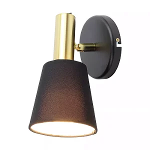 ARANDELA SPOTLINE 885/1 TORCIA Ø12X22CM ALUMÍNIO DOURADO E TECIDO PRETO 1XE27