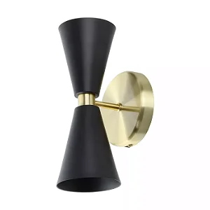 ARANDELA SPOTLINE 886/2 PARMA FACHO DUPLO 26X12CM ALUMÍNIO PRETO C/ DOURADO 2XGU10