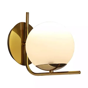 ARANDELA SPOTLINE 791/1 UNO 22X15X25CM ALUMÍNIO DOURADO ONO C/ GLOBO LEITOSO 1XE27