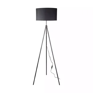COLUNA SPOTLINE 894/1 CHÃO PISO PIPE Ø40X150CM ALUMÍNIO PRETO C/ CÚPULA PRETA 1XE27