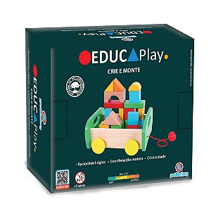 Brinquedo de Montar Educativo Carrinho de Madeira Polibrinq