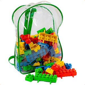Brinquedo de Montar 162 Peças Mochila Mega Blocos Timplast