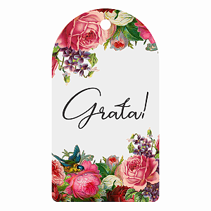 Tag grata Floral Etiqueta Decorativa pra Presente 50u