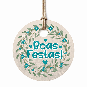 Tag Etiqueta Decorativa Boas Festas Natal E Ano Novo Redonda 4cm 50un.