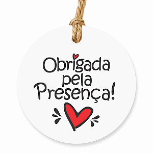 Tag Obrigada Pela Presença Redonda Branca 6cm Com 100 Uni.