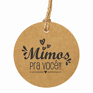Tag Mimos e Presentes em Papel Kraft Redonda 6cm Com 100un