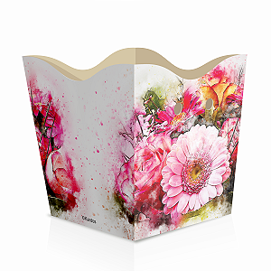 Cachepot de Papel Pote 6 PP 7x7x5,5cm BUQUÊ ROSA com 10un