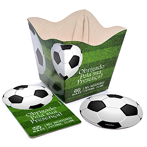 Kit Futebol de Aniversário Obrigado Pela Presença com Cachepot Tag e Bola