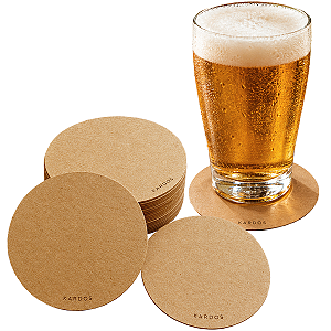 Bolacha Porta Copo e Bebidas em Kraft Redonda 9cm Kardos 10u