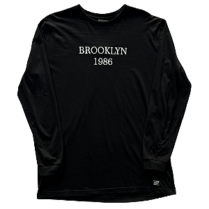 Camiseta Oversized Comp Supply Preta Manga Longa Brooklin - Streetwear