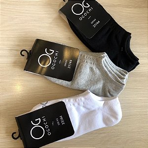 Kit com 3 Meias Sapatilha Unissex - Ogochi