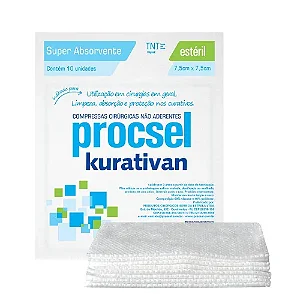 COMPRESSA DE GAZE NAO ADERENTE KURATIVAN COM 10 UNIDADES - PROCSEL
