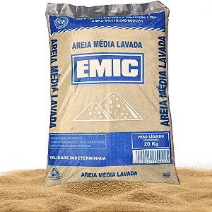 Areia Média Lavada Ensacada 20Kg Emic