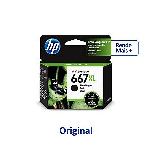 Cartucho HP 667XL | 3YM78AL | HP 667XL Preto Original 8,5ml