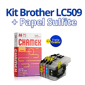 Kit de Cartucho Brother LC509 | LC505 Compatível + Papel Sulfite