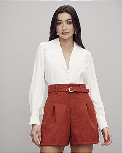 Camisa Lisa com Gola Alfaiataria