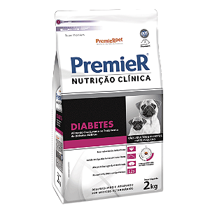 Ração Premier Nutrição Clínica Diabetes Cães Adultos e Filhotes Raças Pequenas 2Kg