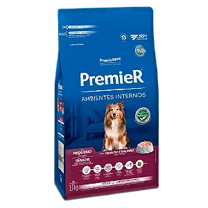 Ração PremieR Ambientes Internos Cães Pequenos Sênior Frango e Salmão 1Kg