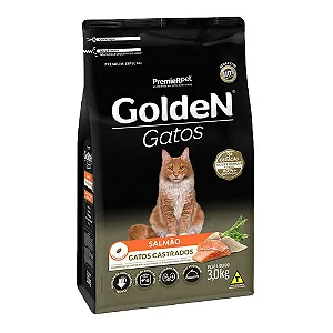 Ração Golden Gatos Sênior Castrados Salmão 3Kg