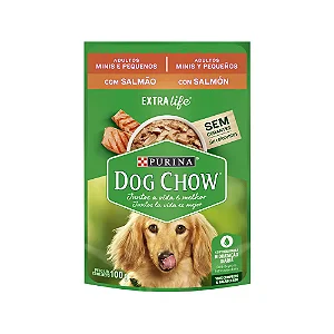Ração Úmida Dog Chow Cães Adultos Mini e Pequenos Salmão 100g