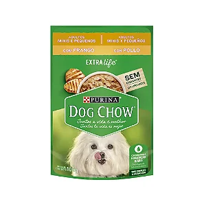 Ração Úmida Dog Chow Cães Adultos Mini e Pequenos Frango 100g