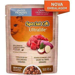 Ração Úmida Special Cat Sachê Carne para Gatos Filhotes 85g