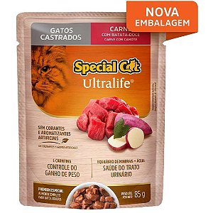 Ração Úmida Special Cat Sachê Carne para Gatos Castrados 85g