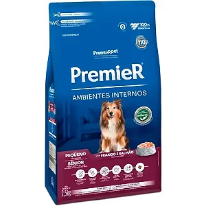 Ração PremieR Ambientes Internos Cães Pequenos Sênior Frango e Salmão 2,5Kg
