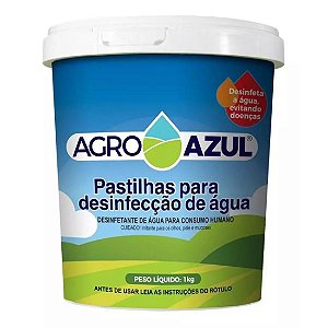 Pastilha de Cloro Hidroazul Consumo Humano 200g Pote com 1kg
