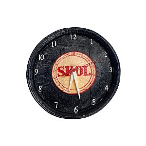 Relógio Médio Gesso Preto Decorativo Skol