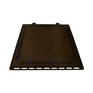 Tampa Casa de Máquina Piscina Lisa Articulada com Grelha 80x80cm Marrom Fosco