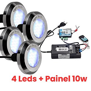Kit 4 Refletores Tiny Led 10W Inox Para Piscina Light Tech