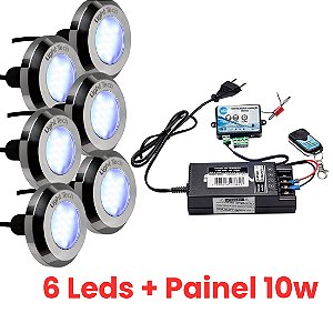 Kit 6 Refletores Tiny Led 10W Inox Para Piscina Light Tech