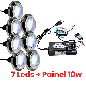 Kit 7 Refletores Tiny Led 10W Inox Para Piscina Light Tech