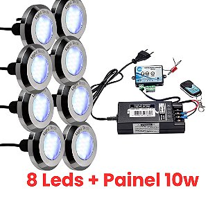 Kit 8 Refletores Tiny Led 10W Inox Para Piscina Light Tech