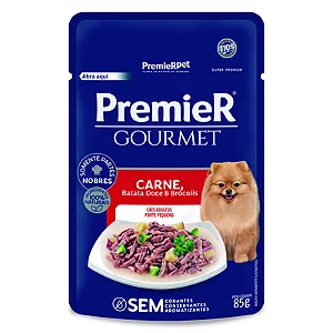 Ração Úmida Premier Gourmet para Cães Adultos de Porte Pequeno Sabor Carne, Batata Doce e Brócolis 85 g