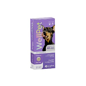 WellPet 100mg para Cães de 20,1 a 40kg Controle de Pulgas e Carrapatos
