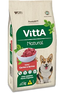 Ração Vitta Natural Cães Adultos Pequeno Porte Carne e Arroz 15kg