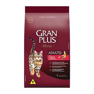 Ração Seca GranPlus para Gatos Adultos Sabor Carne e Arroz 3 kg