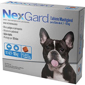 Antipulgas E Carrapatos Nexgard 28,3 Mg Para Cães De 4,1 A 10 Kg - 1 Tablete