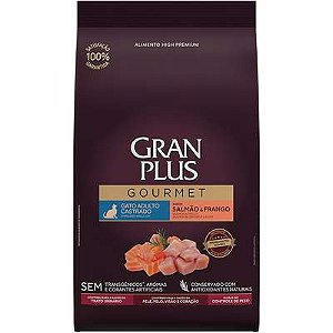 Ração Seca GranPlus Gourmet Salmão & Frango para Gatos Castrados 1Kg